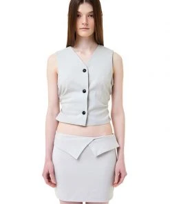 [LO AXUAL] Summer 22 LOW WAIST MINI SKIRT_ LIGHT GREY Best Sellers