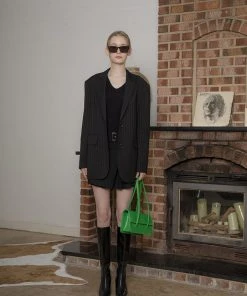 [MAUSOLEUM] SS 22 Striped Boyfriend Suit Jacket - Black