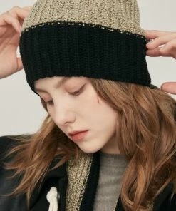 [LARTIGENT] Seasonless COLOR BLOCK BEANIE(KHAKI)