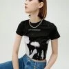 [GOCORI] Summer 22 WATERING THE CITY CROP TOP - BLACK Best Sellers
