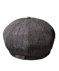 [SLEEPY SLIP] Seasonless BD HERRINGBONE BLACK NEWSBOY CAP