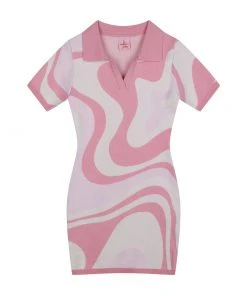 Best Sellers [HIGH SCHOOL DISCO] Summer 22 Wave Knitwear One-piece_PINK