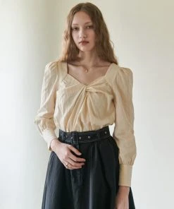 [REMANTIST] SS 22 Vintage Ribbon Blouse (beige) Best Sellers
