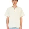 Best Sellers [LECYTO] Summer 22 HENLEY NECK MIX T-SHIRT_(IVORY)