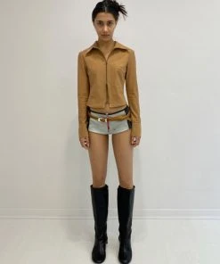 [PARKSSY] Winter 21 Cropped Zip Shirt_Hazelnut Best Sellers