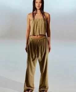 Best Sellers [AGA] Summer 22 WIDE-LEG TERRY PANTS - OLIVE