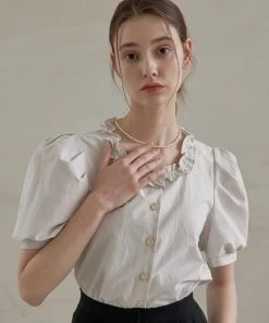 Best Sellers [JOORTI] SS 22 J965 Wrinkle Square Blouse (ivory)