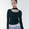 Best Sellers [SETUP EXE] SS 22 U Neck Hole Modal Turtleneck Top [Black]