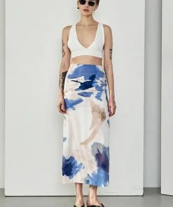 Best Sellers [MAKEATOAST] SS 22 WATER COLOR H SKIRT BLUE