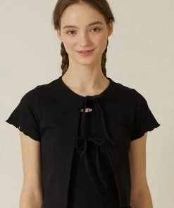 [DEARSTALKER] Summer 22 NICE CROP CARDIGAN - BLACK