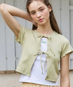 Best Sellers [DEARSTALKER] Summer 22 NICE CROP CARDIGAN - OLIVE