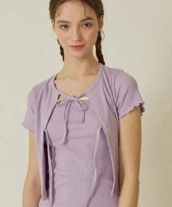 Best Sellers [DEARSTALKER] Summer 22 NICE CROP CARDIGAN - PURPLE