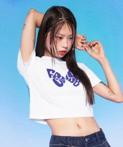 Best Sellers [NASTY FANCY CLUB] Summer 22 CLASSIC LOGO CROP TEE (WHITE)_F22QB452