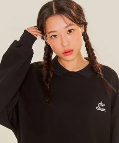 Best Sellers [AQOSTUDIOSPACE] SS 22 AQO A-LOGO PK SWEATSHIRTS BLACK