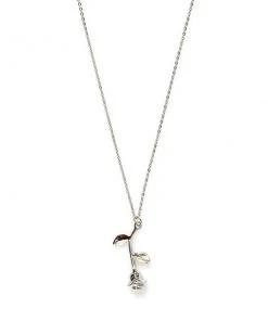 [WANDERING YOUTH] Seasonless Silver Rose Necklace