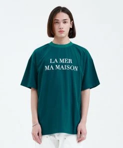 [LA MER MA MAISON] Summer 22 FLOCKING LOGO HALF-T GREEN Best Sellers