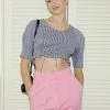 [ONNE] SS 22 Puff Crop String Blouse - Gingham Check Best Sellers