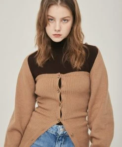 Best Sellers [LARTIGENT] Winter 21 BOLERO & BUSTIER KNIT SET(BROWN)