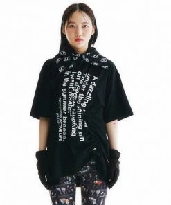 Best Sellers [FEVERTIME] Summer 22 HORIZON Lettering String Short-sleeved T-shirt Black