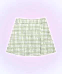 Best Sellers [MOONFAIRY] SS 22 NETTY CHECK WRAP SKIRT-GREEN