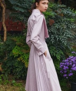 Best Sellers [SORRY TOO MUCH LOVE] FW 21 Pleats Trench Shirts Dress_Purple