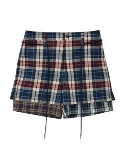 Best Sellers [AJO BY AJO] SS 22 Check Mixed Shorts [Navy]