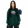 Best Sellers [FEVERTIME] SS 22 Signature Checker Sweatshirt Dark Green (Non-fleece-lined)