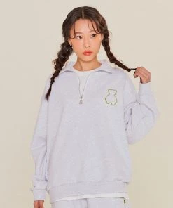 [AQOSTUDIOSPACE] SS 22 AQO BEAR HALF ZIP-UP MELANGE Best Sellers