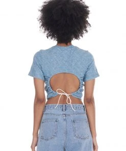 [13MONTH] SS 22 BACKLESS CROP TOP (BLUE) Best Sellers