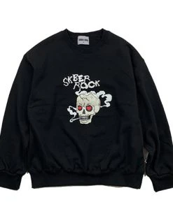 SK8ERROCK Best Sellers [SK8ER ROCK] FW 21 SMOKING SKULL SWEAT SHIRT BLACK