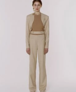 [MINASONG] SS 22 CUT OUT WAIST TROUSER - BUTTER