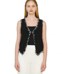 Best Sellers [LECYTO] Summer 22 BOUCLE SMOCK V_VEST_(BLACK)