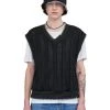 Best Sellers [LECYTO] SS 22 V-NECK SMOCK CABLE KNIT VEST_[BLACK]