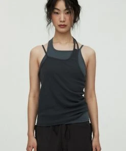 [NACHE] Summer 22 LAYERED COTTON SLEEVELESS-CHARCOAL