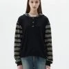 Best Sellers [LARTIGENT] SS 22 STRIPE HOODIE(BLACK)