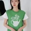 [GOCORI] Summer 22 WATERING POT KNIT VEST - CELERY