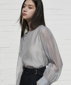 [JOORTI] SS 22 J911 See-through Round Blouse (gray)