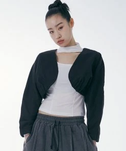 Best Sellers [SETUP EXE] SS 22 Tweed Bolero Jacket [Black]