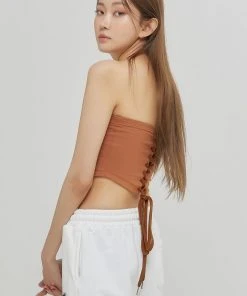 [KAGAMIL] Seasonless CORSET TUBE TOP BROWN