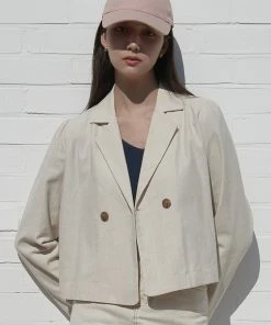 [JOORTI] SS 22 J922 Denim Double Blouse Jacket (beige)
