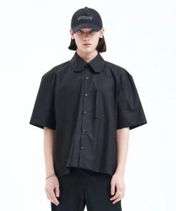 [LA MER MA MAISON] Summer 22 ANGLE COLLAR SHIRT BLACK