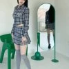 [POPSIZ] SS 22 Stormy Gray Plaid Shirt Best Sellers