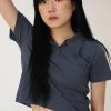 [ACHO] Summer 22 Logo Crop Collar T-shirt_Deep Blue Best Sellers