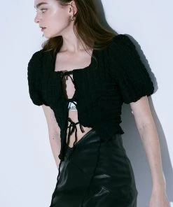 [AMARDEW] Summer 22 Crinkle Puff Blouse_Black Best Sellers