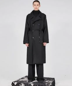 [FLARE] SS 22 Oversized Raglan Trench Coat - Black (FL-020)