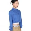[PLZ PROJECT] SS 22 WESTERN CROP SHIRT JACKET, BLUE