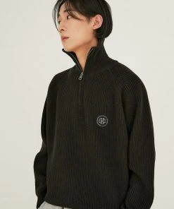 [CRUMP] SS 22 Logo Embroiderie Zip-Up Collar Knitwear (CT0345)