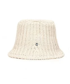 [HIGH SCHOOL DISCO] Seasonless Badge Summer Knit Bucket Hat Ivory Best Sellers