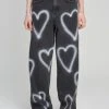 MIDNIGHTMOVE [MIDNIGHT MOVE] SS 22 Heart Denim Pants (black) Best Sellers