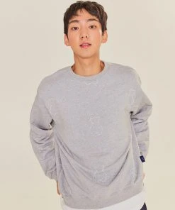 [AQOSTUDIOSPACE] SS 22 AQO BEAR PATTERN SWEATSHIRTS GREY Best Sellers